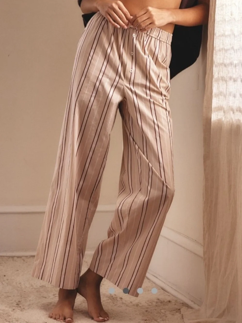 Anthropologie The Wren Stripe Boxer Pants in Neutral Motif